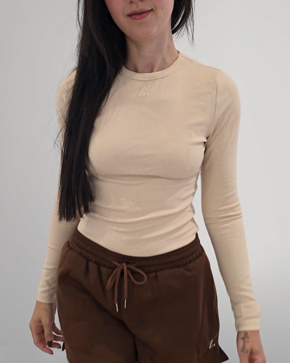 Hazel Ribbed Long Sleeve - Beige
