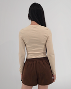 Hazel Ribbed Long Sleeve - Beige