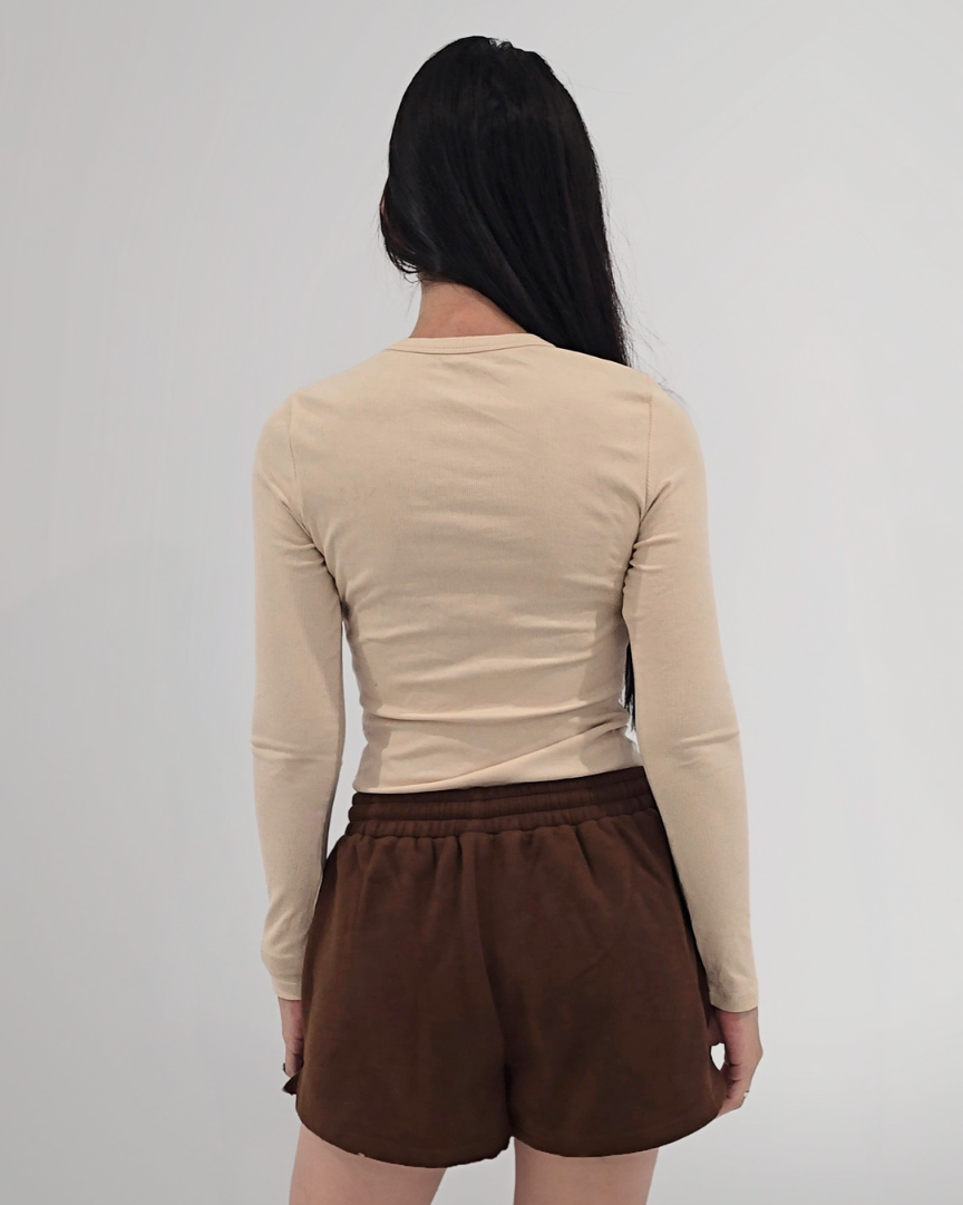 Hazel Ribbed Long Sleeve - Beige