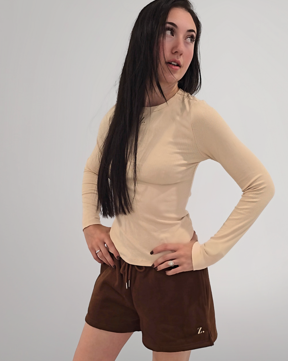 Hazel Ribbed Long Sleeve - Beige