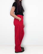Zejt he label red linen wide leg tailored pants