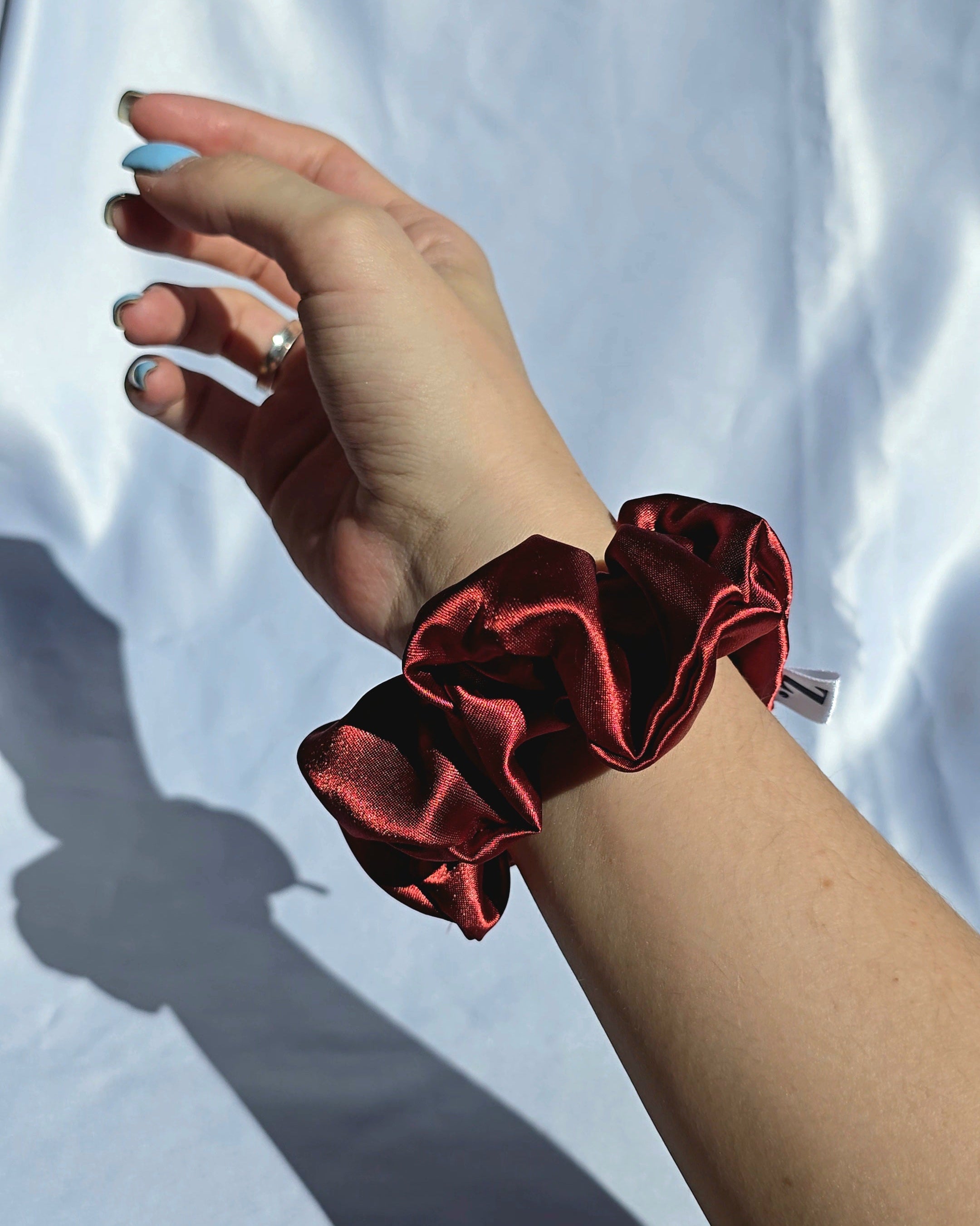 red satin scrunchie breakage damage hair