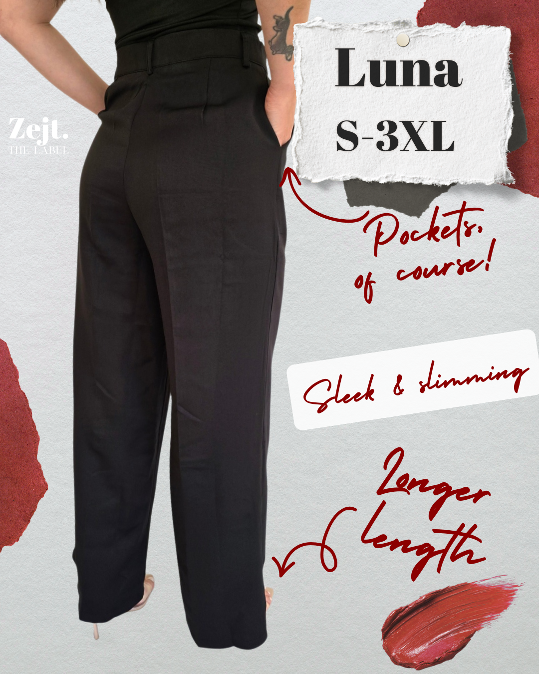 slacks work pants tailored capsule long length leg with pockets