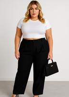 plus size linen pants with pockets casual business tailored fit