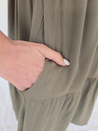 womens short dress with pockets casual style black green style