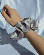 silver scrunchie large hair accessories girls