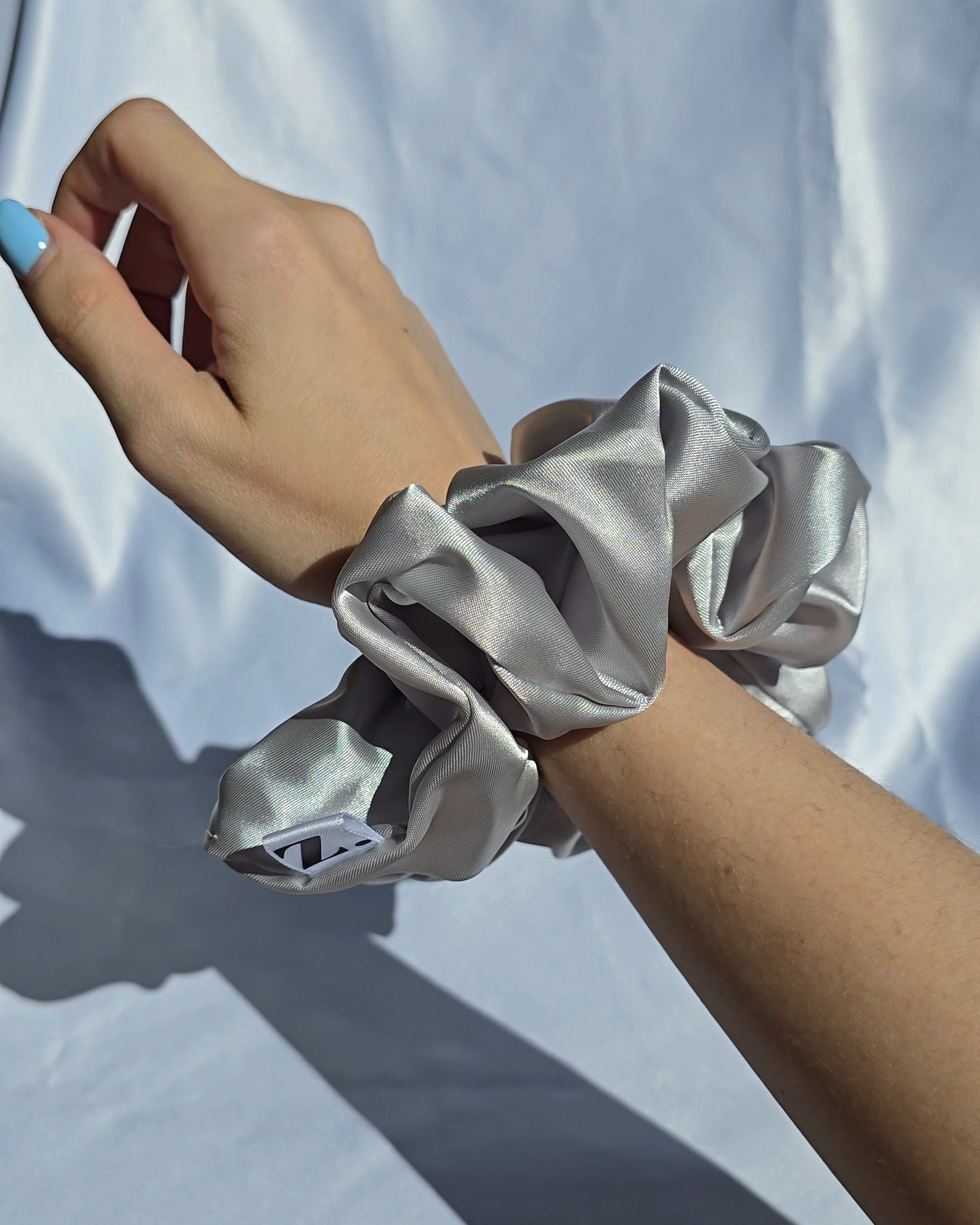 silver scrunchie large hair accessories girls