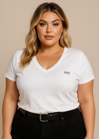 plus size cotton tee casal v neck