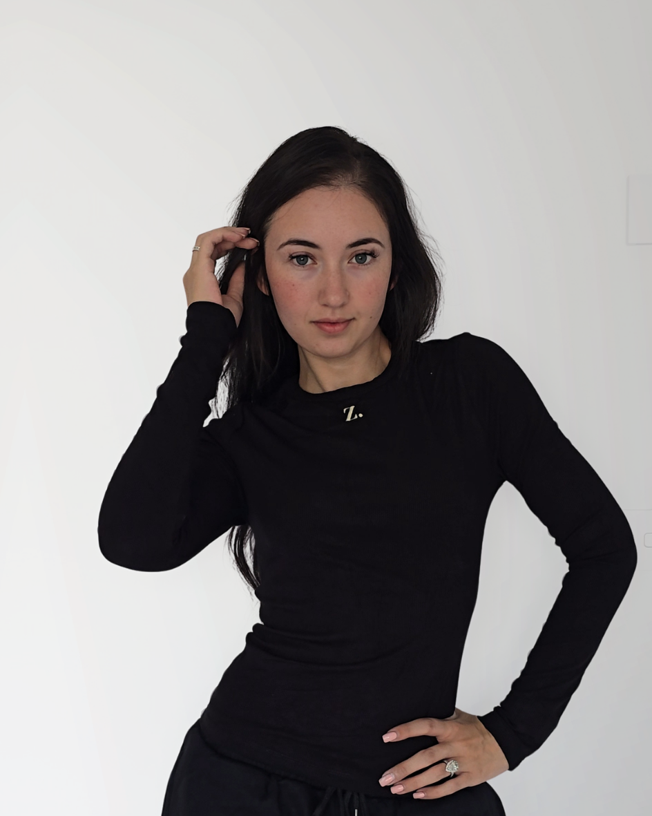 Hazel Ribbed Long Sleeve - Black