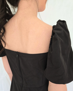 Black off-shoulder dress elastic womens summer outfit