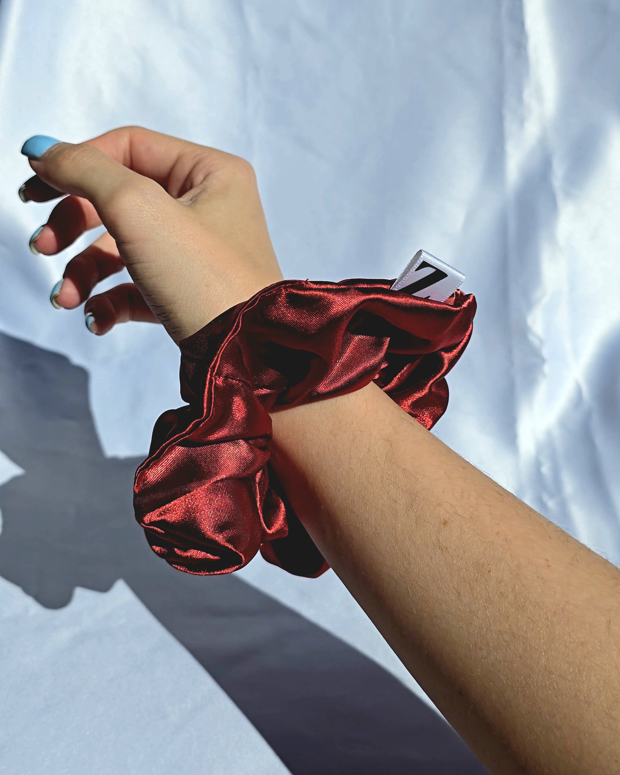 deep red satin scrunchie